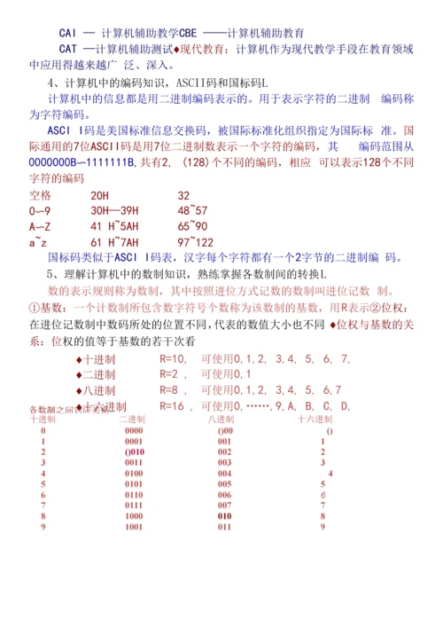 计算机基础习题复习知识点(1).docx