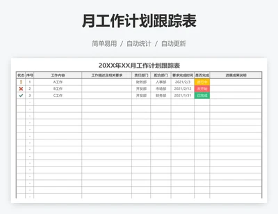 月工作计划跟踪表