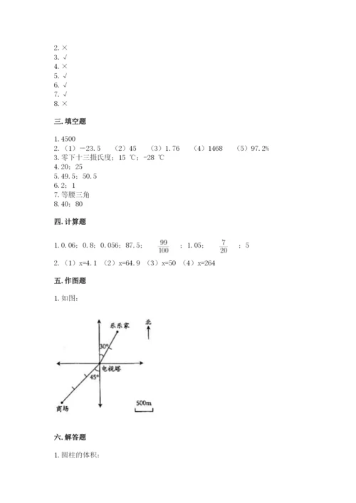 六年级下册数学期末测试卷带答案（满分必刷）.docx