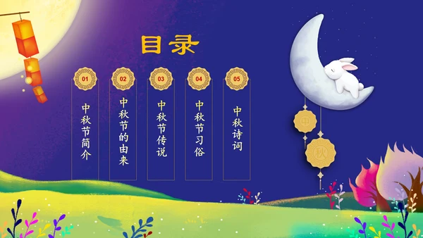 中秋介绍中秋节主题班会PPT模板民俗