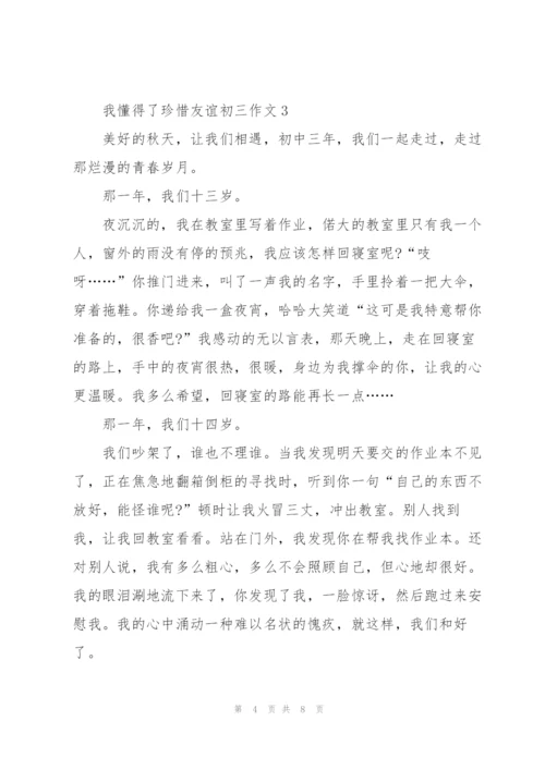 我懂得了珍惜友谊初三作文5篇.docx