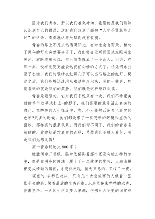 高一青春议论文800字2022范文.docx