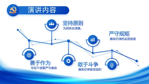 蓝色大气党建党支部党政廉洁汇报PPT