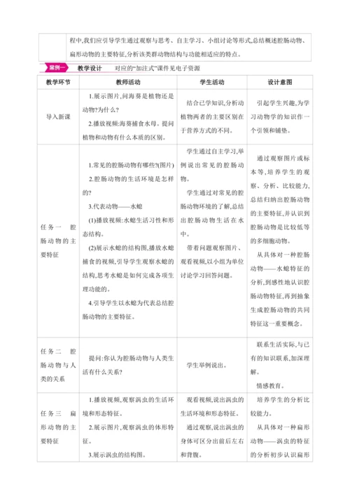 5.1.1 腔肠动物和扁形动物 【2024秋人教八上生物精彩课堂（素材+教案+导学案）】