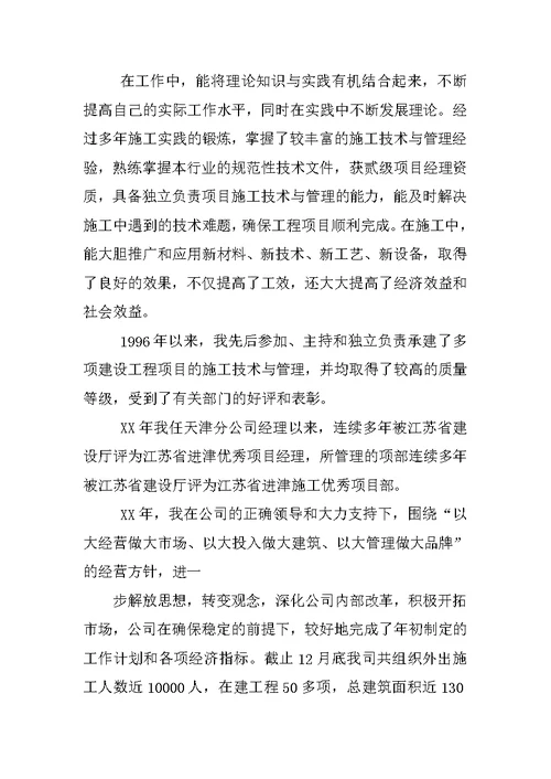 高级经济师专业技术工作总结