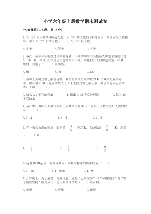 小学六年级上册数学期末测试卷必考题.docx