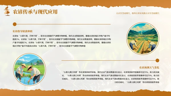橙色小满节气农谚里的智慧传承PPT模板