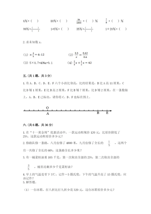 苏教版六年级数学小升初试卷含答案（黄金题型）.docx