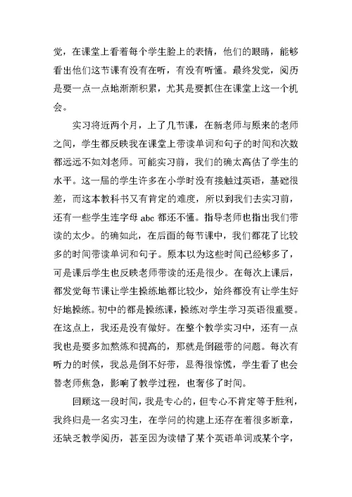 教师顶岗实习总结优秀