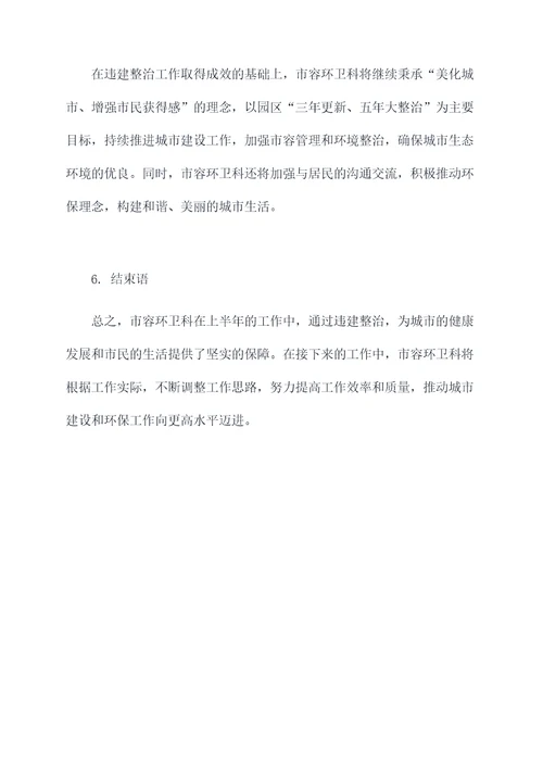 市容环卫科上半年工作总结