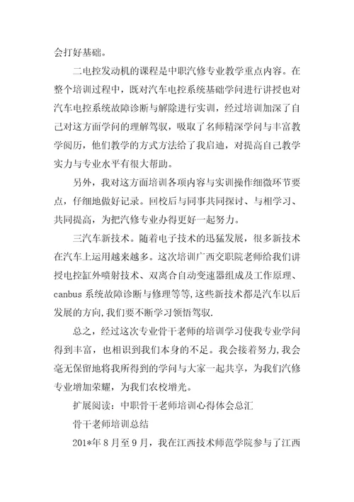 2022年中职专业骨干教师培训总结