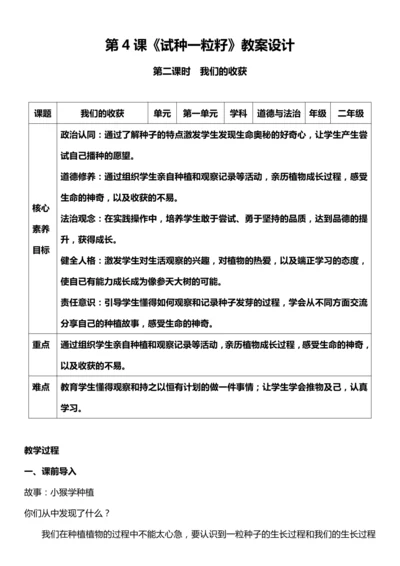 （核心素养目标）4.2 试种一粒籽  第二课时  教案设计