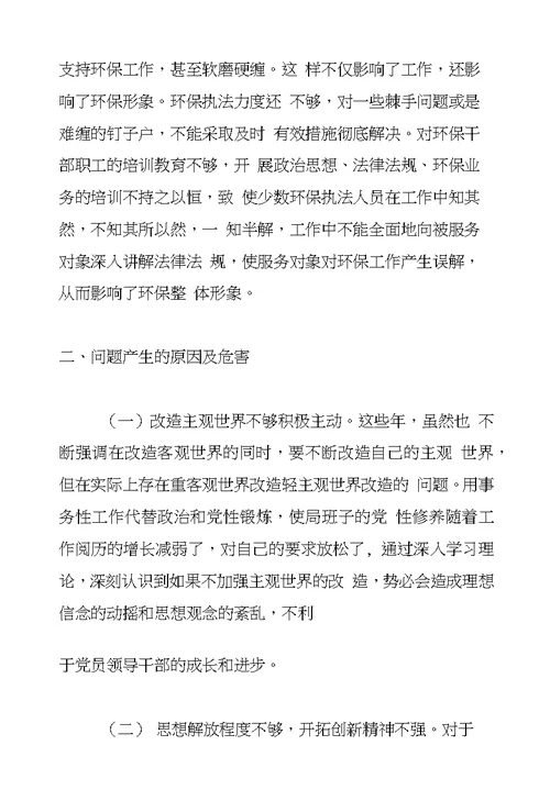 县环保局解放思想大讨论活动自查报告