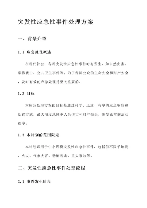 突发性应急性事件处理方案