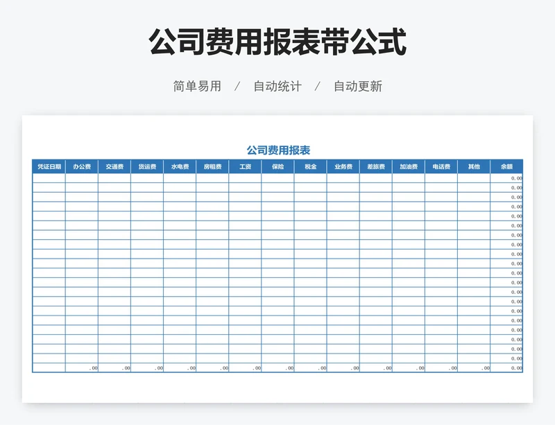 公司费用报表带公式