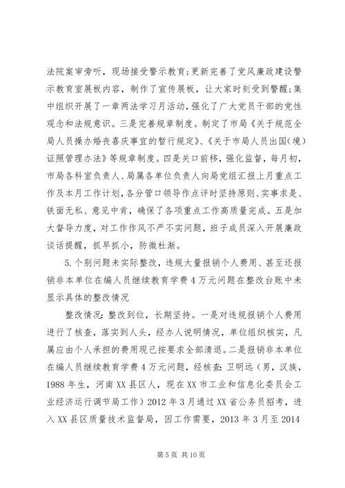 市质监局党组巡察整改专项督查反馈问题整改情况报告.docx