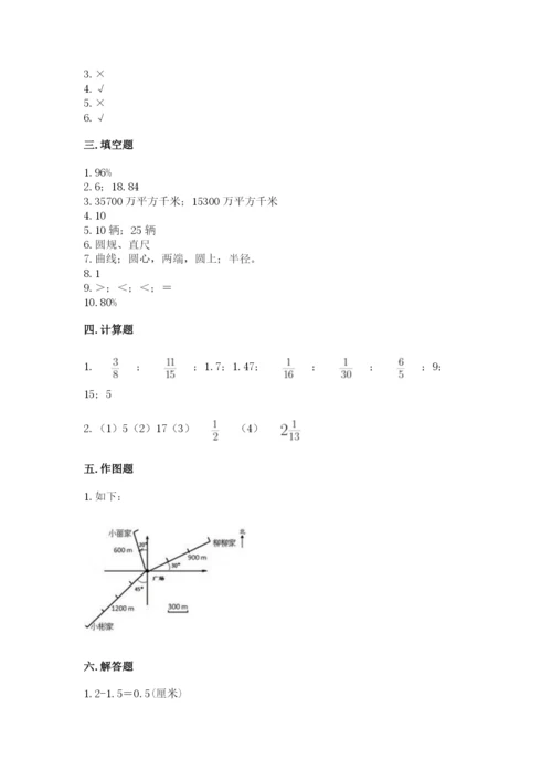 2022年人教版六年级上册数学期末测试卷1套.docx