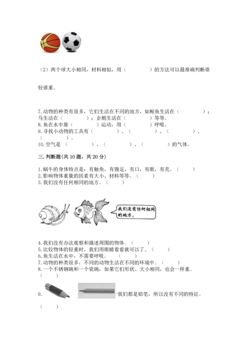 教科版一年级下册科学期末测试卷及答案一套.docx