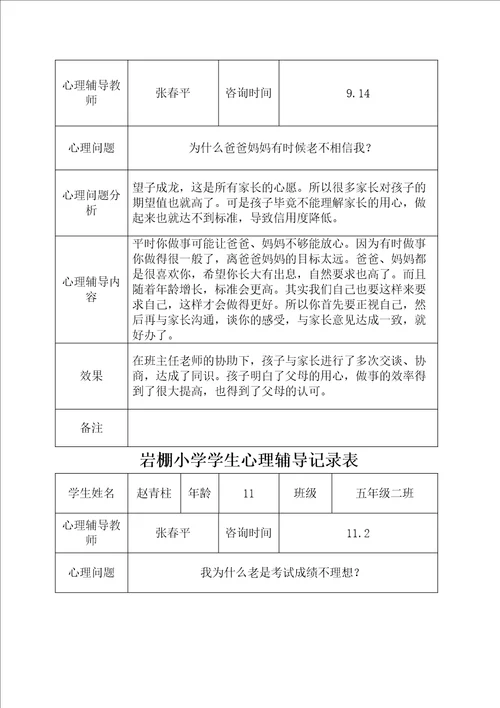 学生心理辅导记录表修订稿