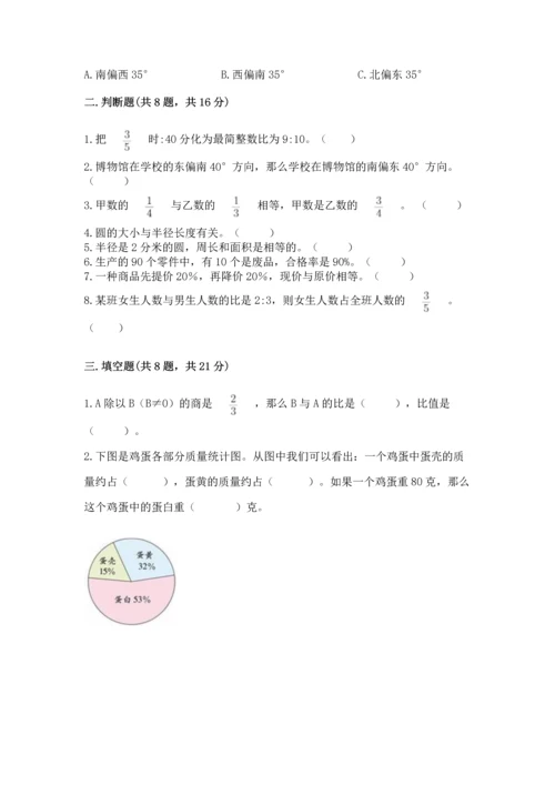 人教版六年级上册数学期末测试卷含完整答案【全优】.docx