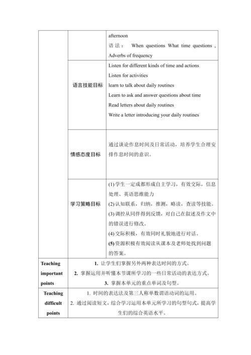 【核心素养目标】Unit 2 What time do you go to school  单元整体