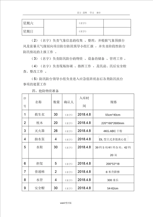 防汛防台风工作实施方案 副本