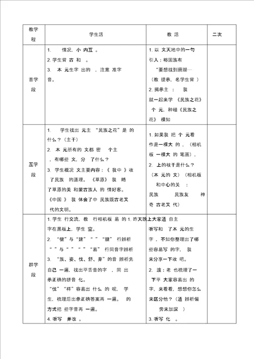 北师大版四年级语文上册第三单元备课