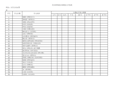 艾宾浩斯遗忘曲线小学古诗背诵计划表