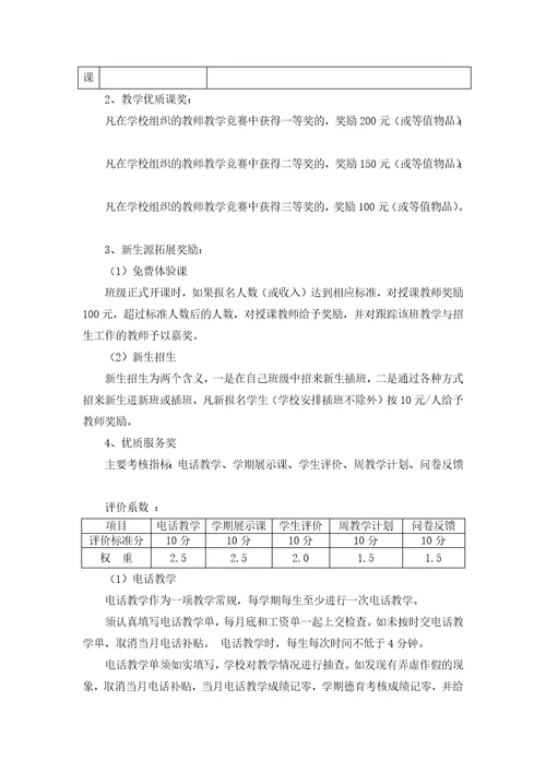 培训学校教师薪酬考核制度