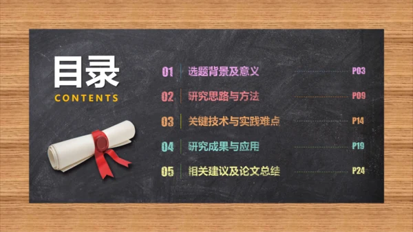 黑板风彩色粉笔字毕业论文答辩通用PPT模板