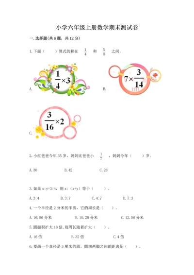小学六年级上册数学期末测试卷【中心小学】.docx