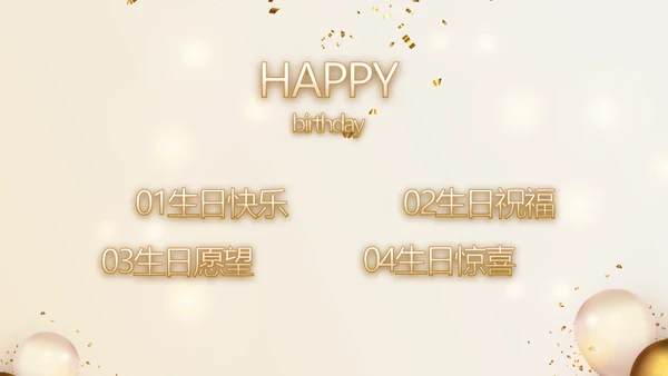 金色生日快乐生日派对纪念册电子相册动态PPT