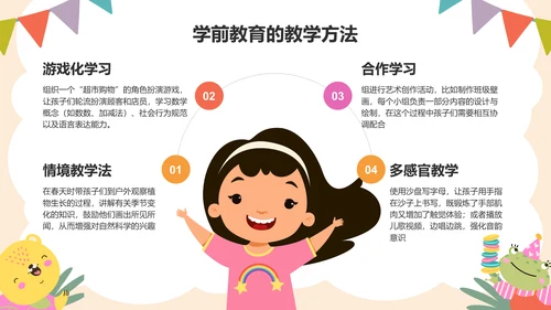 橙色卡通风学前教育基础认知课件PPT模板
