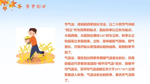 简约插画枫叶立秋二十四节气立秋科普知识科普PPT