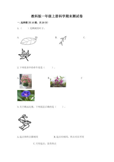 教科版一年级上册科学期末测试卷及答案（全优）.docx