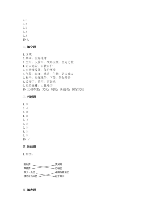 部编版道德与法治六年级下册期末测试卷及完整答案（必刷）.docx