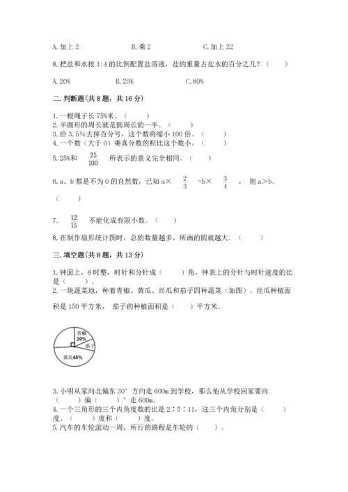 人教版六年级上册数学期末测试卷含完整答案【夺冠】.docx