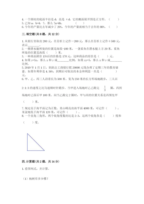 西峰市六年级下册数学期末测试卷精品带答案.docx