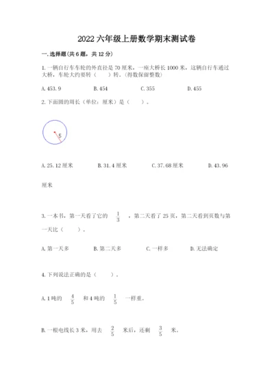 2022六年级上册数学期末测试卷（真题汇编）.docx