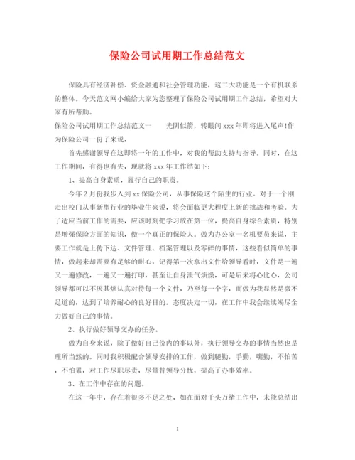 精编之保险公司试用期工作总结范文.docx