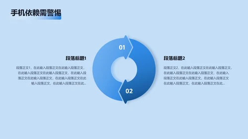 蓝色清新插画手机控网瘾主题班会PPT模板