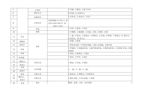 管网普查技术要求及供水管网数据标准表.docx