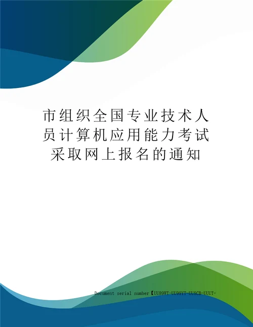 市组织全国专业技术人员计算机应用能力考试采取网上报名的通知