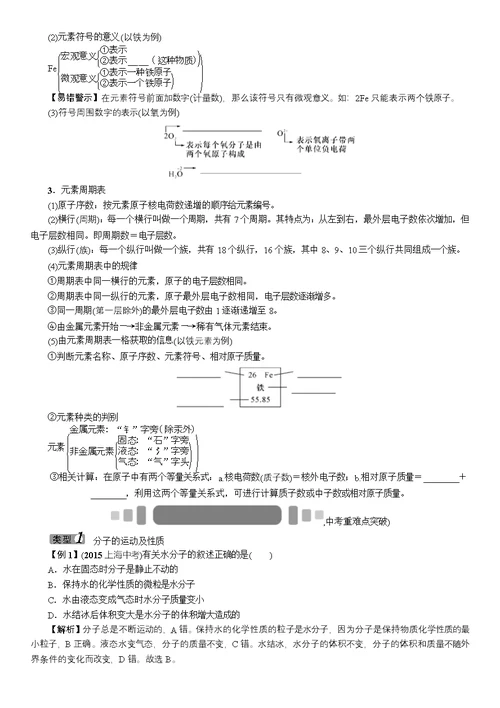 2016年中考王中考命题研究化学第三单元物质构成的奥秘