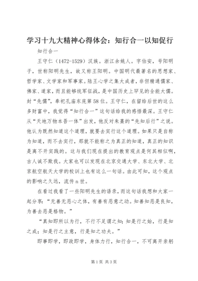 学习十九大精神心得体会：知行合一以知促行 (4).docx