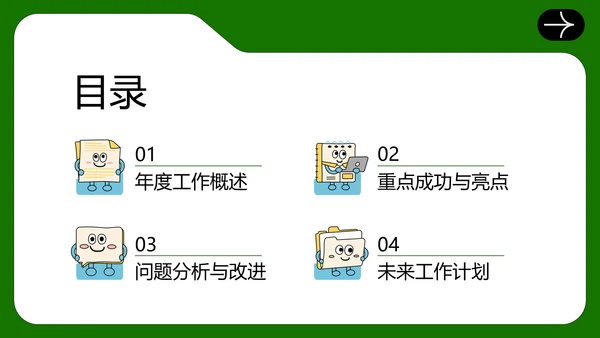 绿色扁平风工作述职PPT模板