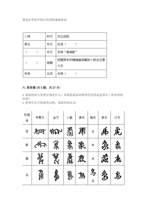 五年级上册道德与法治第四单元骄人祖先 灿烂文化测试卷含答案【夺分金卷】.docx