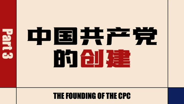 红蓝色经典简约人物介绍陈独秀PPT模板