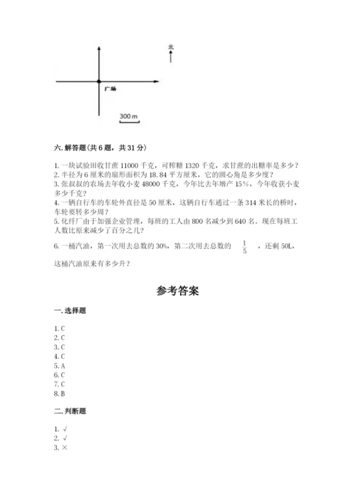 人教版六年级上册数学期末测试卷含完整答案（精品）.docx