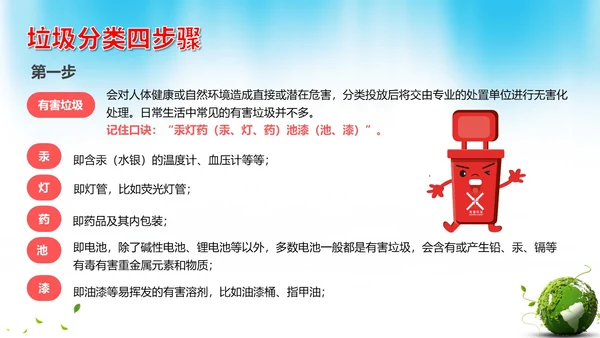 卡通垃圾分类宣传教育生活垃圾分类科普课件PPT模版